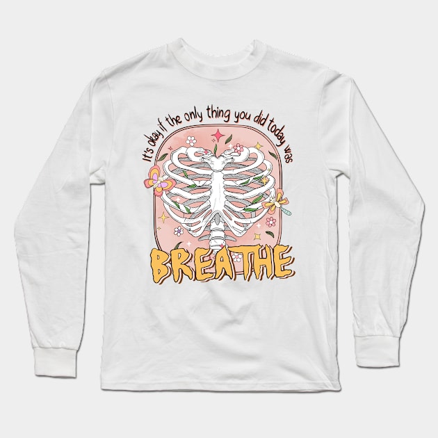 "Breathe" Skeleton Bones Long Sleeve T-Shirt by FlawlessSeams